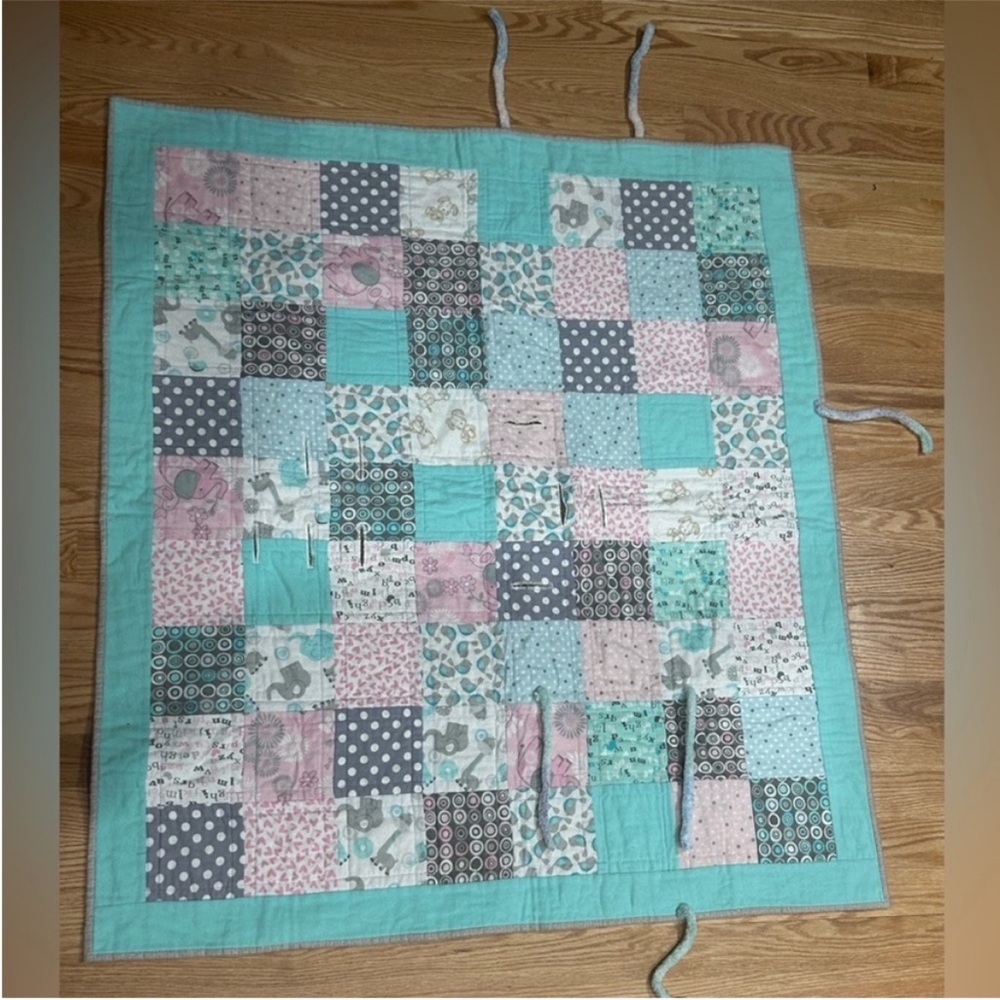 Quilt handmade baby car seat blanket winter travel blankie 40x36 inches